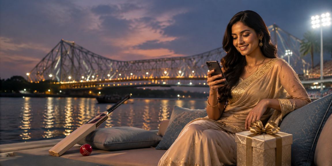 View of Howrah Bridge with cricket betting theme